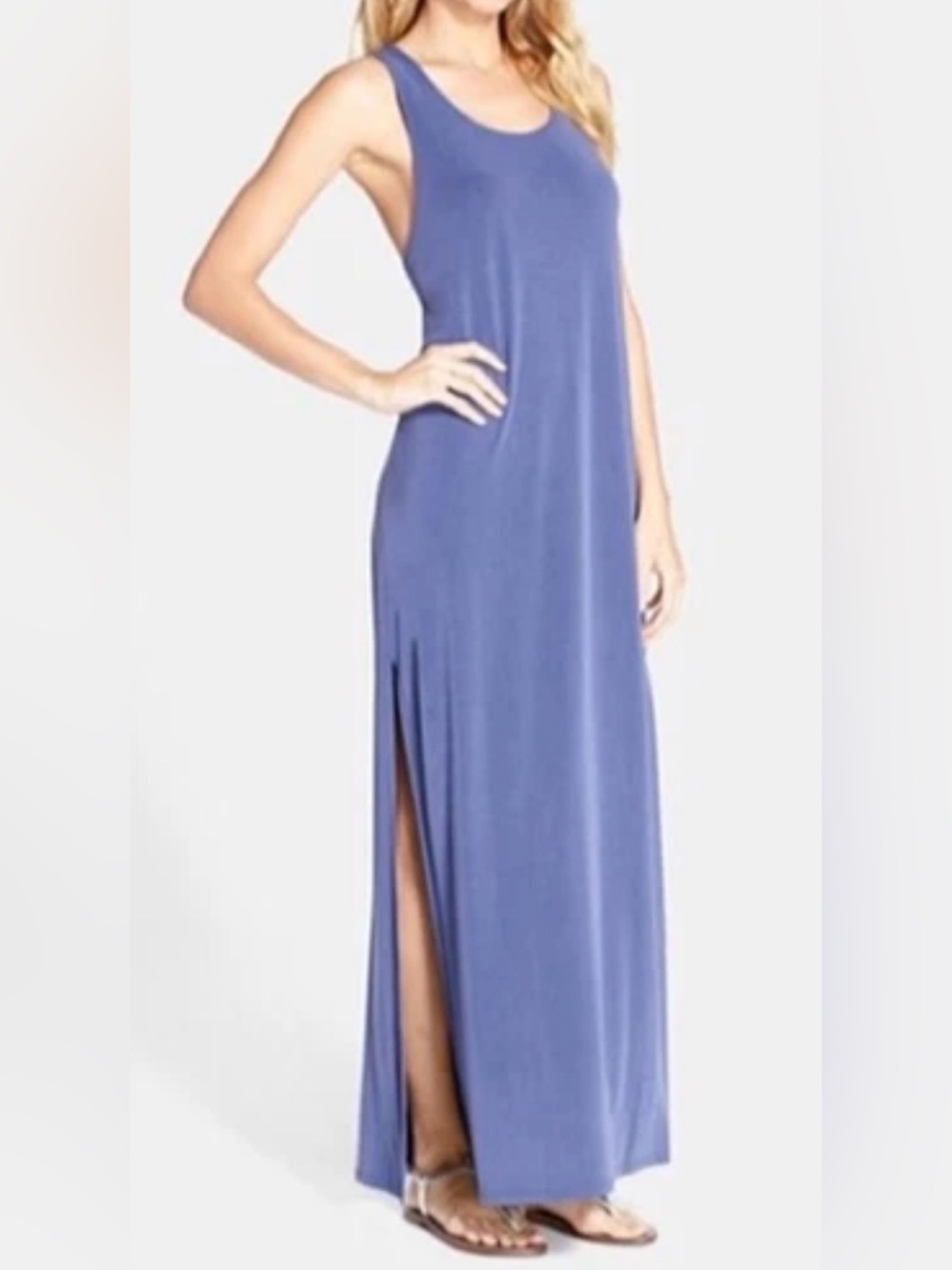 BCBGMaxAzria Blue Sleeveless Maxi Dress with Side Slit Sz.XXS